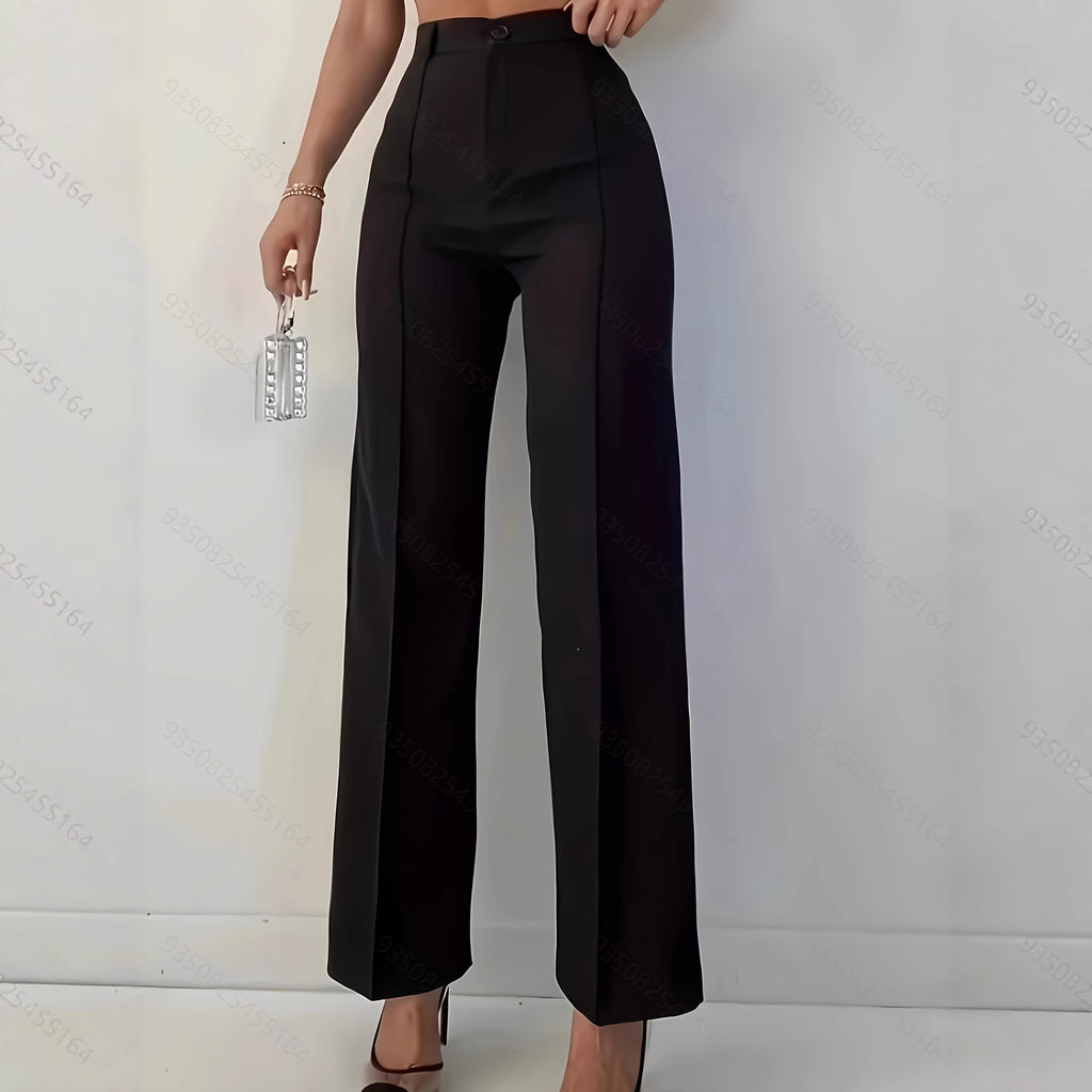 High Waist Slim Fit Black Casual Pants for Women