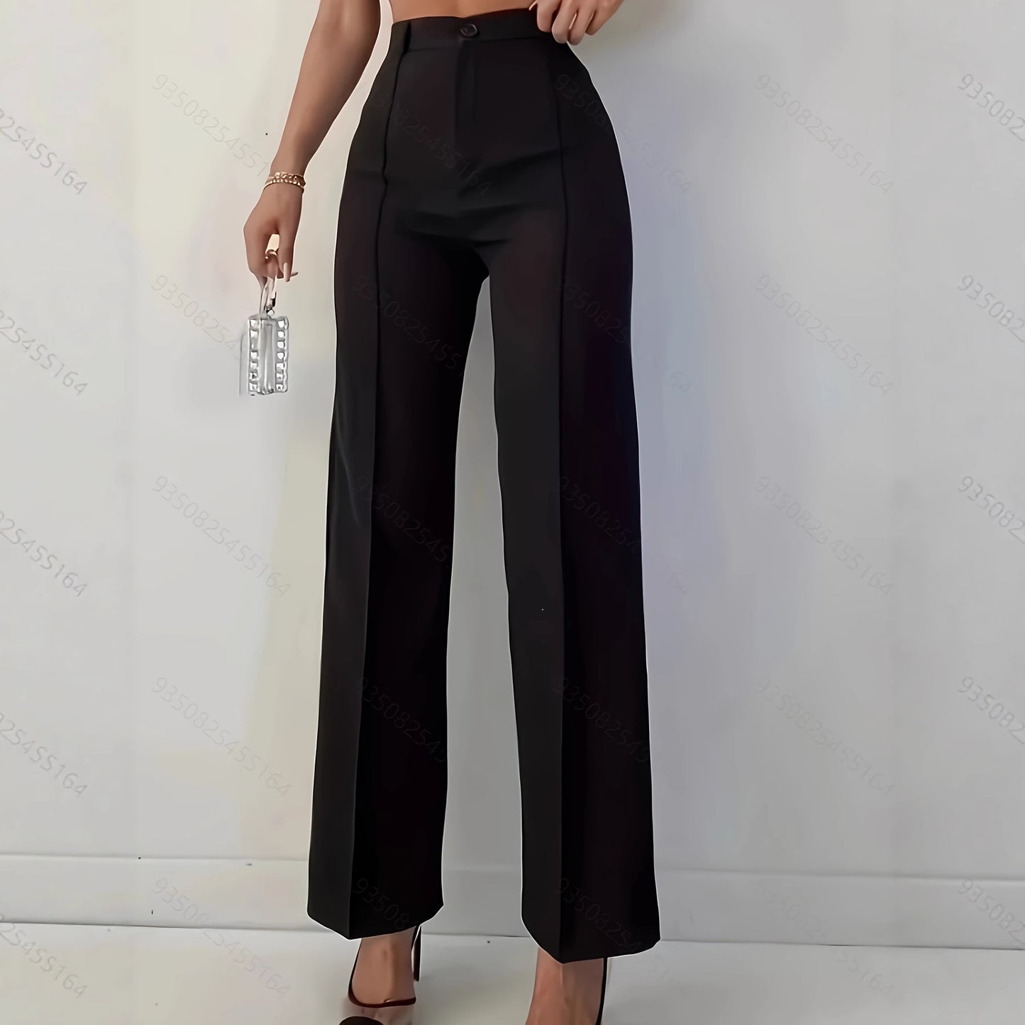 High Waist Slim Fit Black Casual Pants for Women