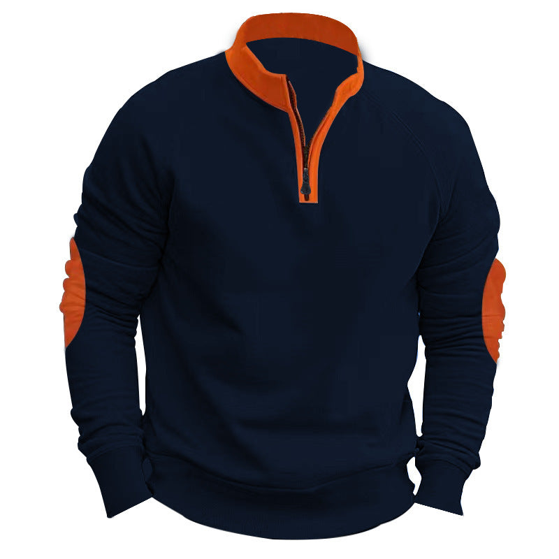 Stand Collar Half Zip Pullover Long Sleeve Coat
