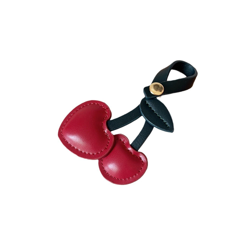 Cute 3D Peach Heart Cherry Leather Handbag Pendant