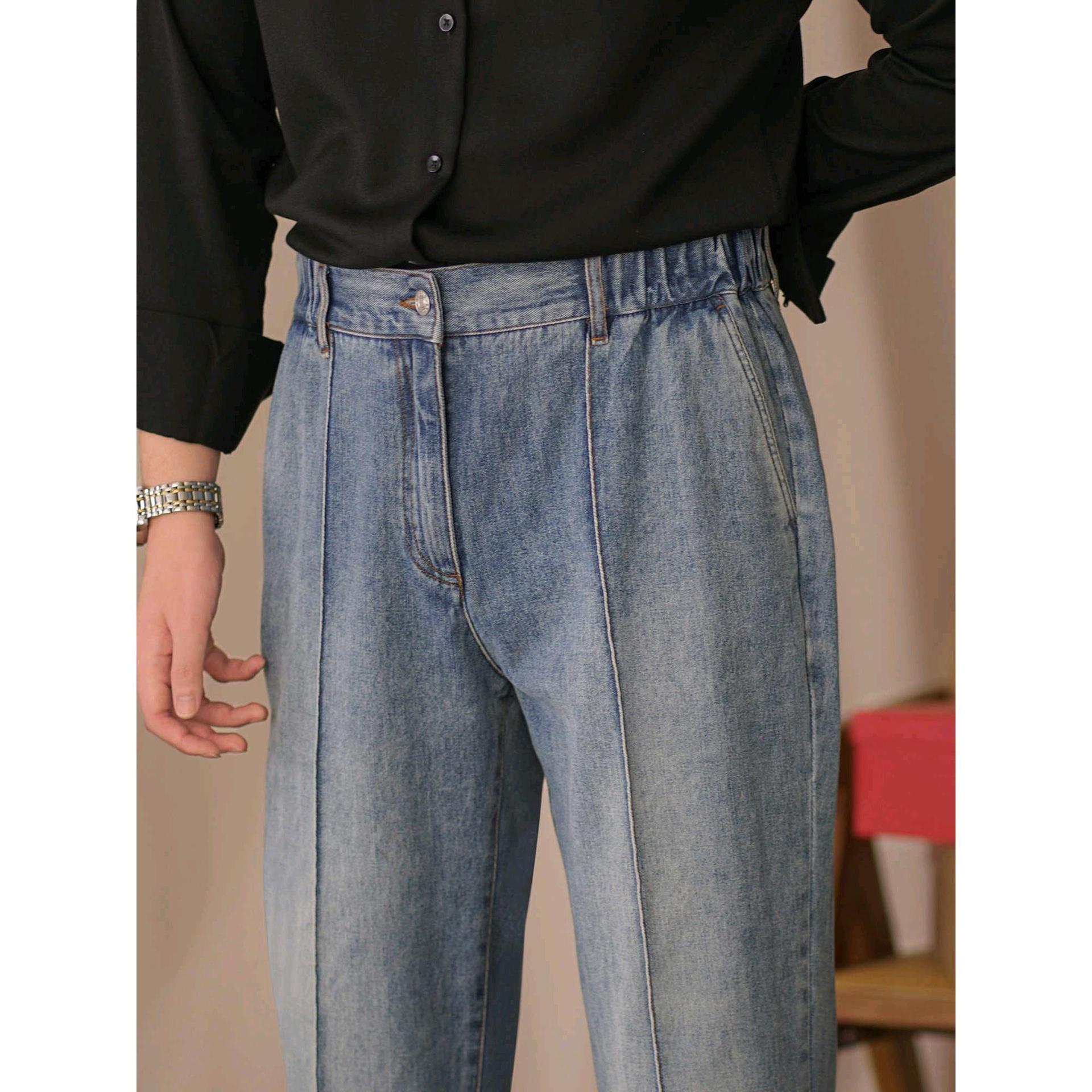 British Style Mid Waist Straight-Leg Cropped Pants