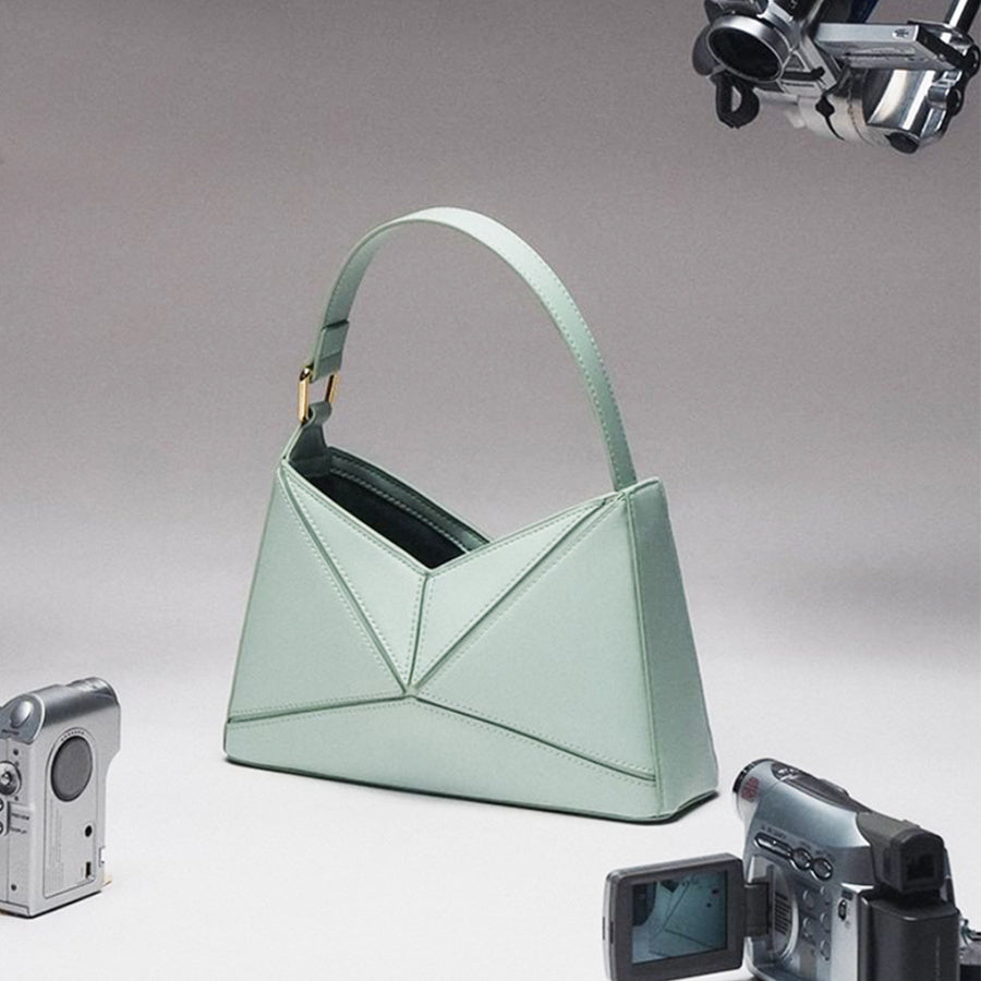Plain Color Patchwork Small PU One-Shoulder Bag