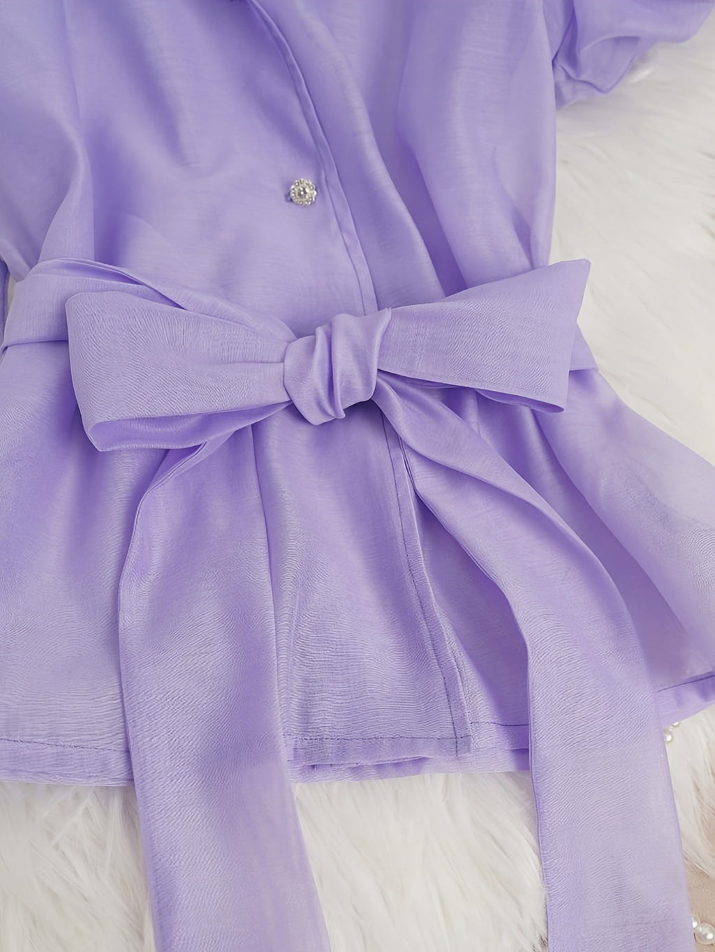 Haut cardigan polyvalent haut de gamme ajusté à la taille violet