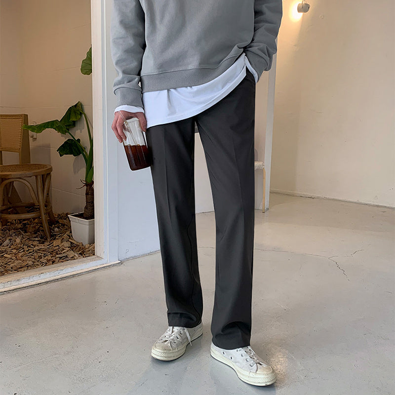 Men's Casual Loose Straight Cotton Suit Pants