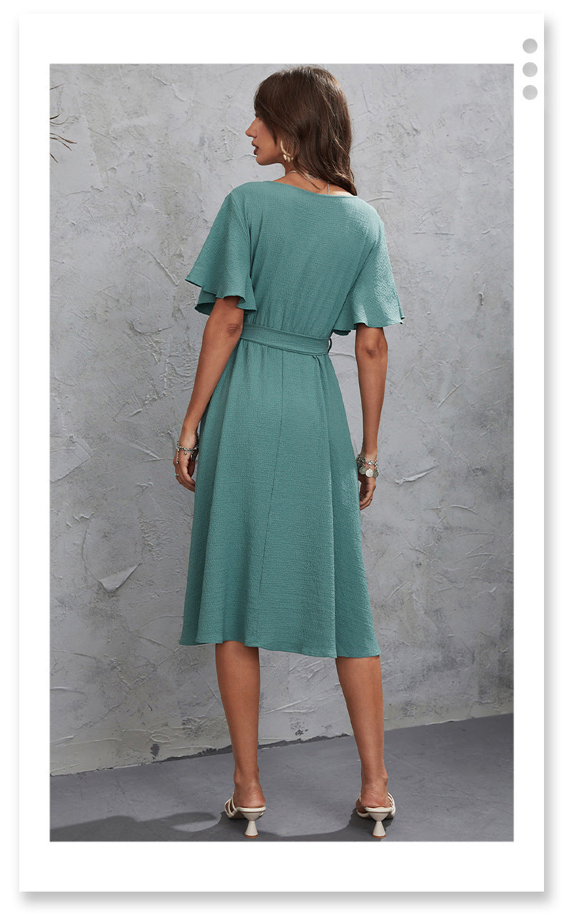 Women's Summer Waist Dress in Peacock Blue, Sizes S-XXL
