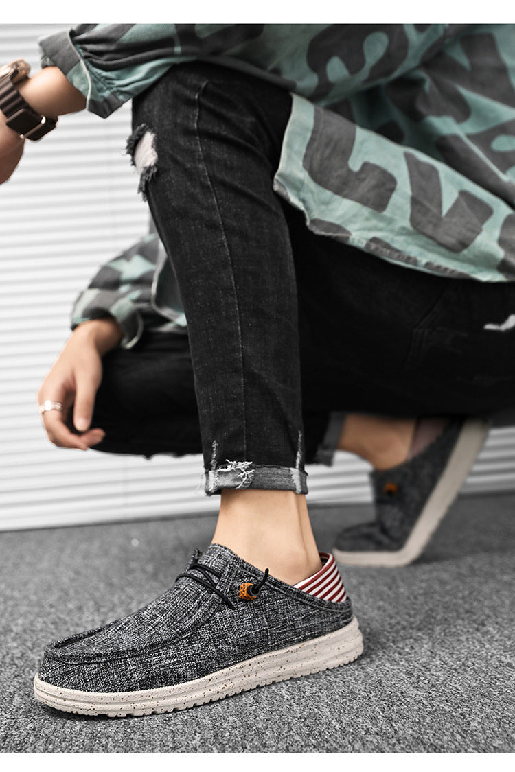 Men's Casual Canvas Shoes Mid Heel Black Blue Beige