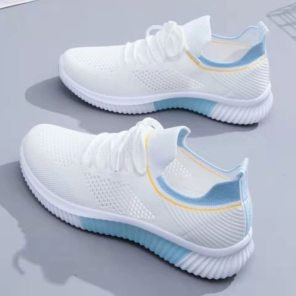 Chaussures basses blanches en mesh respirant Flyknit pour l'été