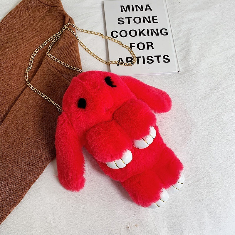 Rabbit Kids Plush Messenger Bag with Chain