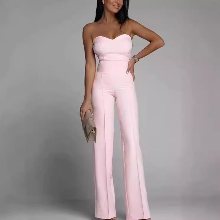 Women's Slim-Fit Sleeveless Geometric Tube Top Jumpsuit
