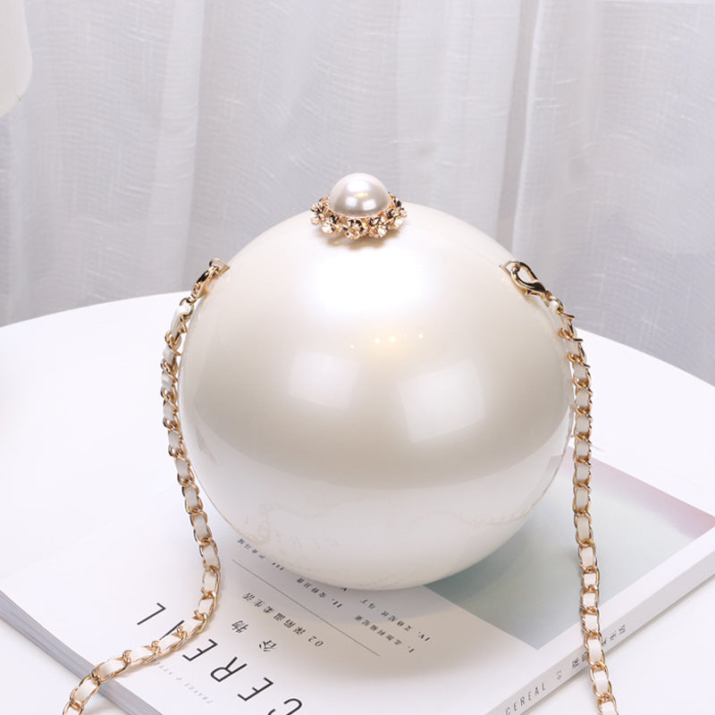 Ladies Pearl Decoration Round Bag