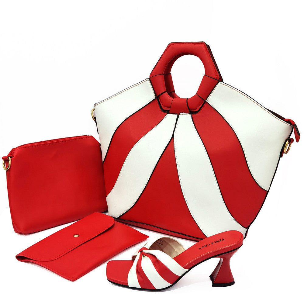 Ladies Fashion European & American PU Handbag and High Heel Set