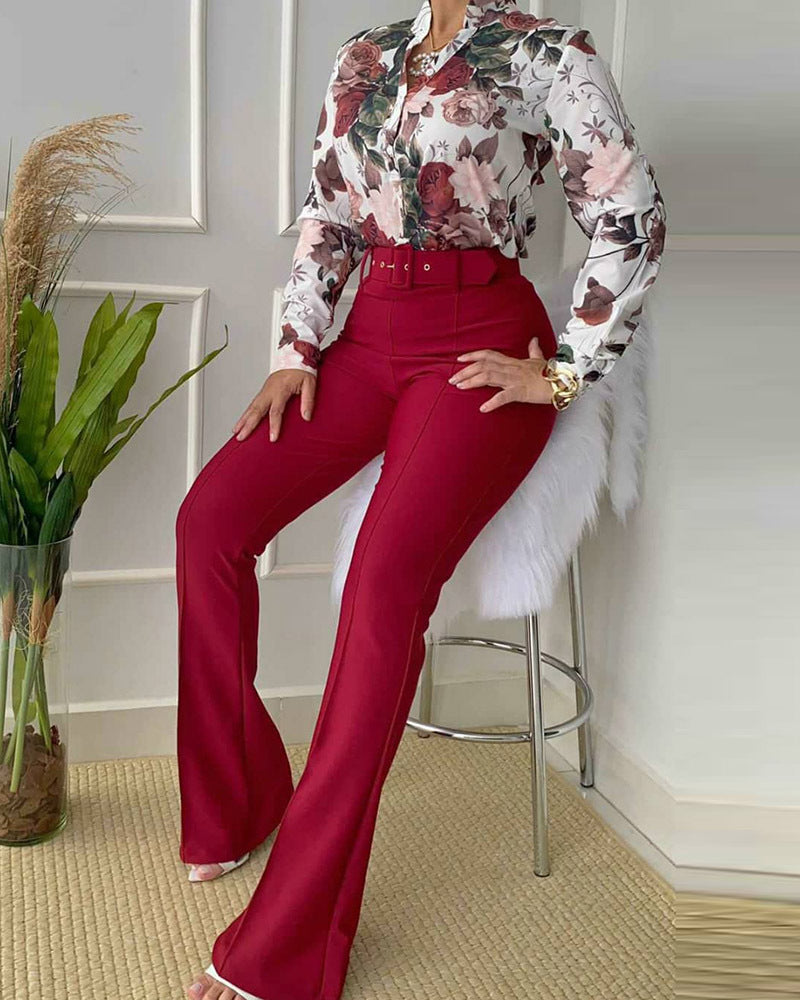 Fashion Printed Casual Women's British Style Suit