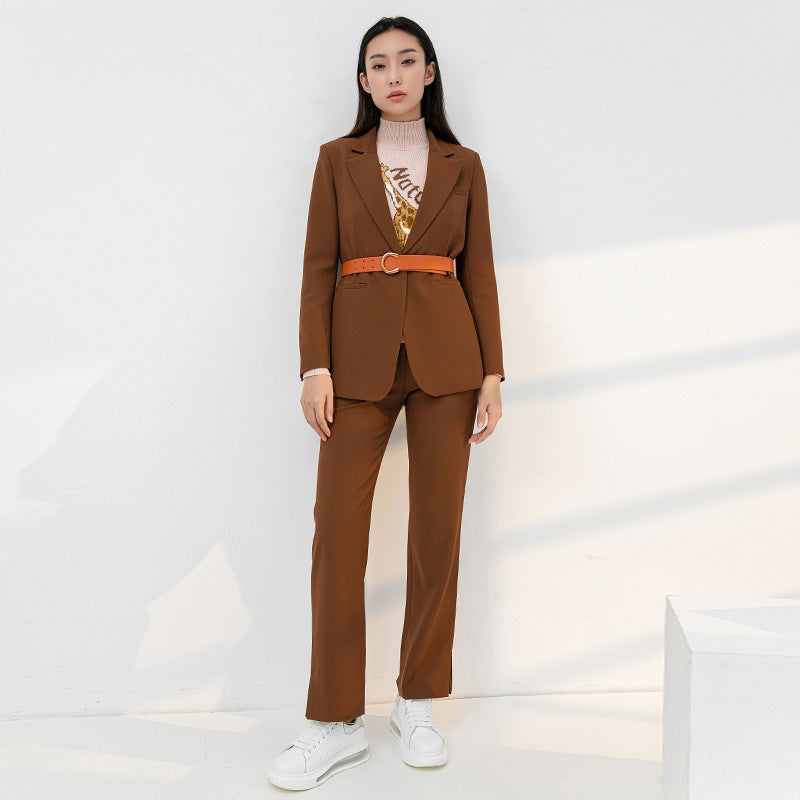 Women's High Waisted Loose Fit Straight Tube Casual Suit Pants