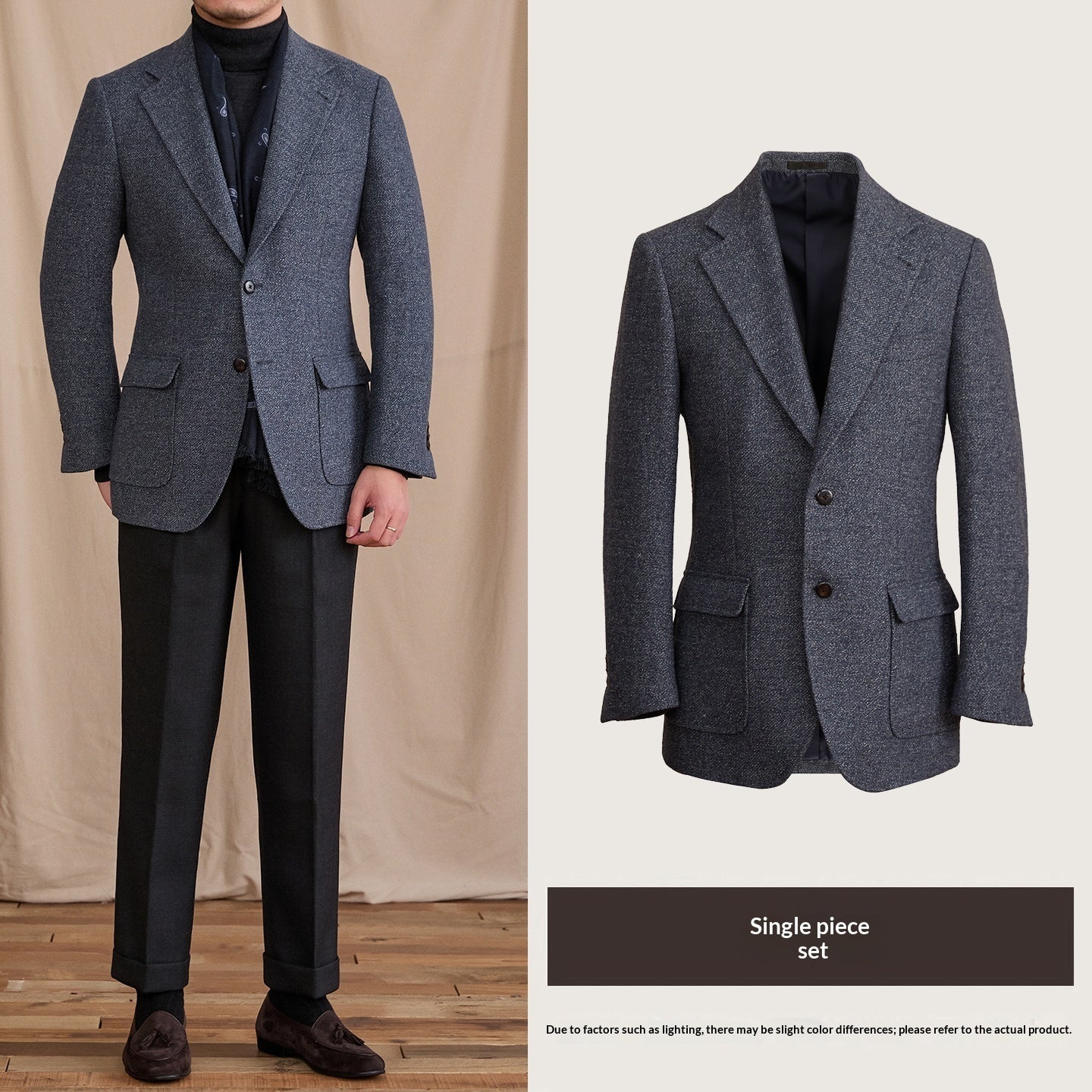 بليزر صوفي ثقيل الوزن، بتصميم كلاسيكي أنيق، بقصة ضيقة