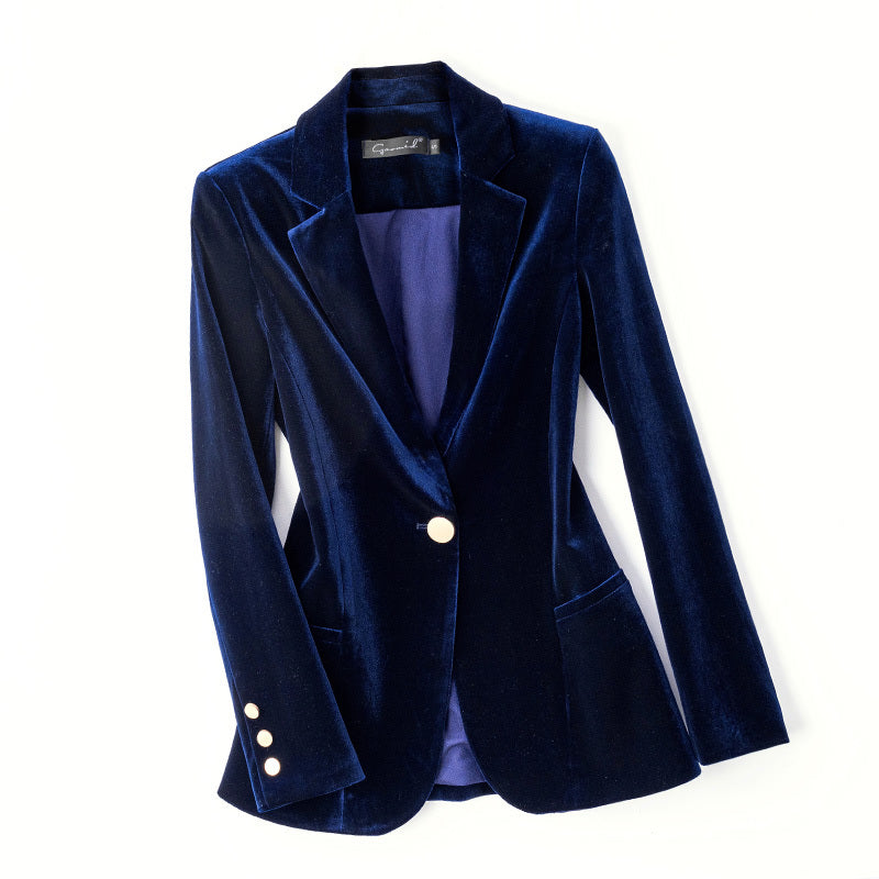Veste de costume en velours doré haut de gamme pour femme