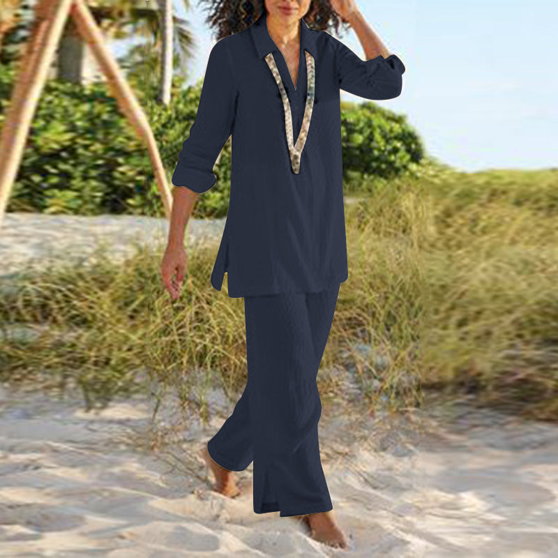 Cotton And Linen Casual Long Sleeve Loose Cotton Suit