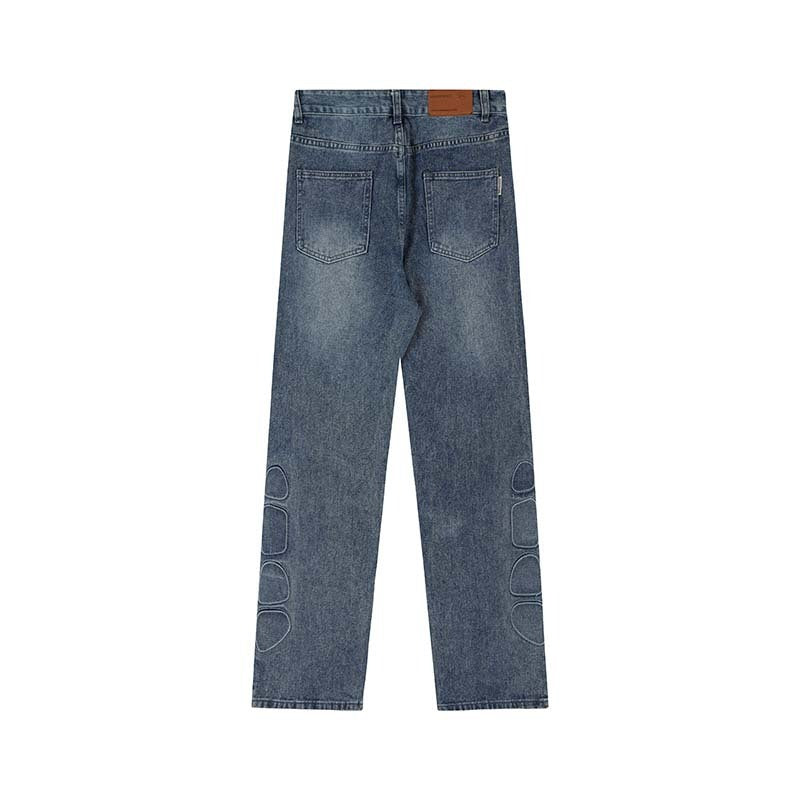 American-Style Retro Washed Wide-Leg Jeans for Men
