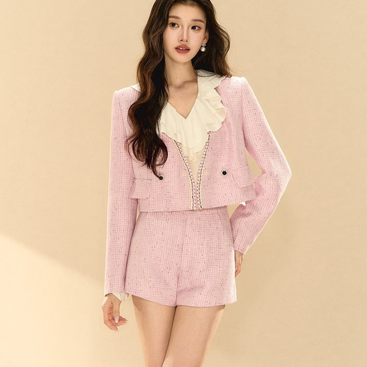 Purple Tulle Short Coat and Shorts Fashion Suit for Women