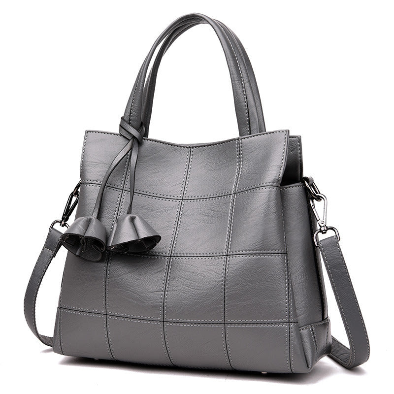 Soft PU Leather Three-Layer Large-Capacity Shoulder Bag with Tassels