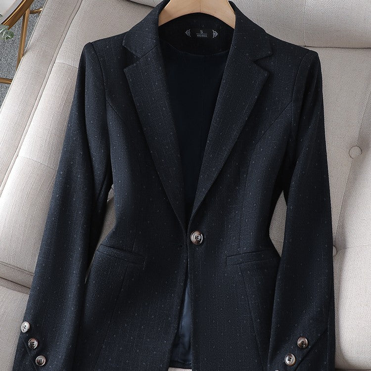Women's Pink Checked Suit Jacket Small Polyester Blend