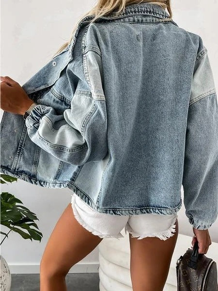 Color Matching Loose Ladies Denim Jacket
