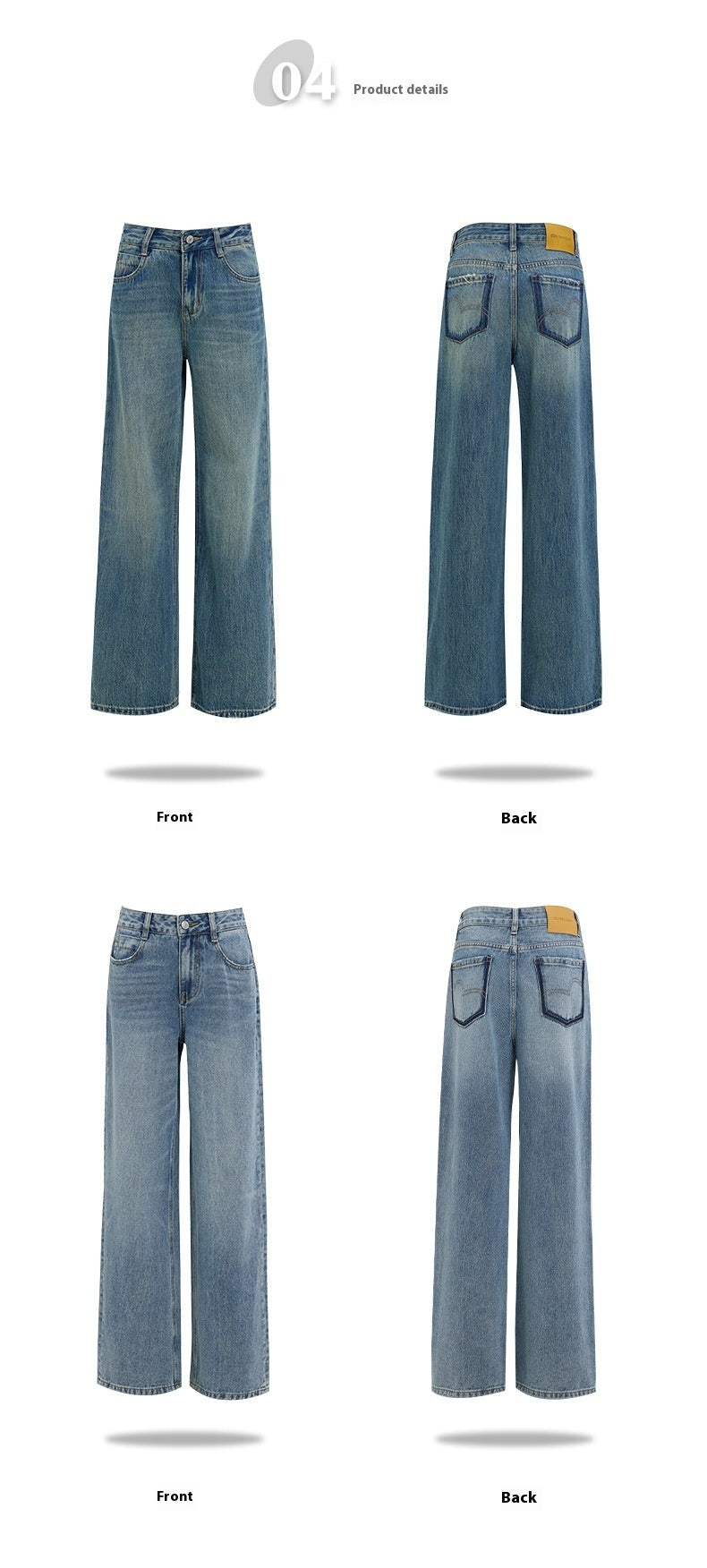 Women's High Waist Wide Leg Straight Baggy Jeans