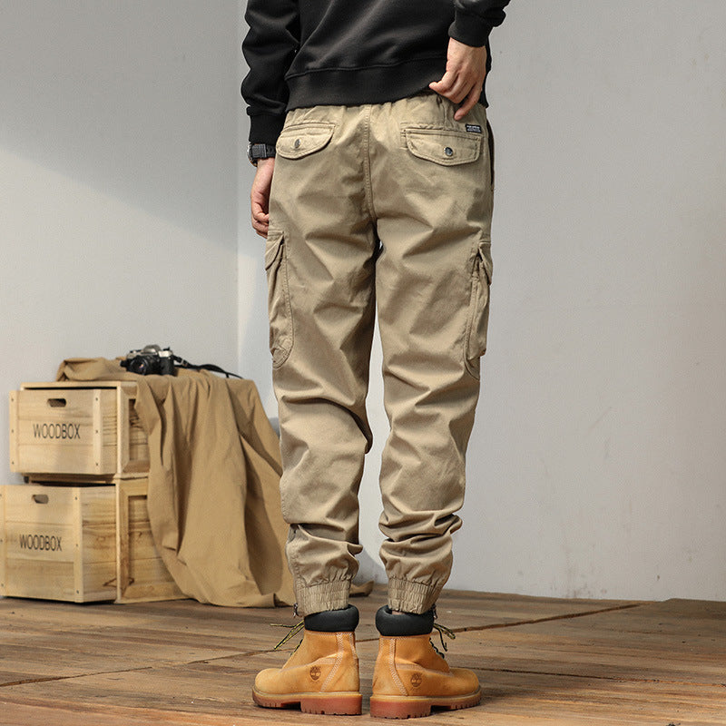 Pantalon décontracté d'été pour homme, coupe ample avec liens aux chevilles
