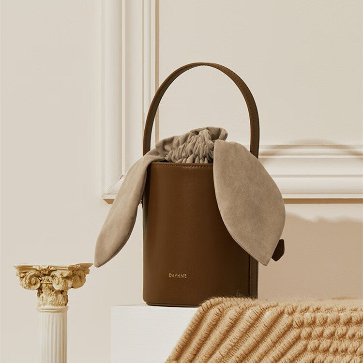 Sac Seau en Peau de Vache pour Femme, Sac à Bandoulière Cylindrique