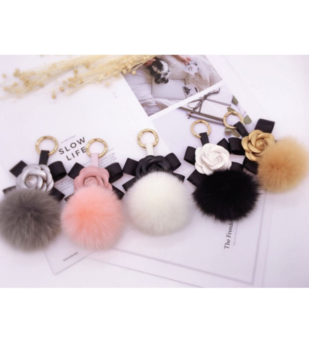 Creative Camellia Bow Keychain Bag Accessory for Women