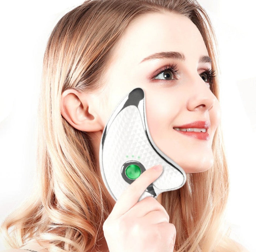 4-in-1 Face & Neck Guasha Massager with Red & Blue Light Therapy