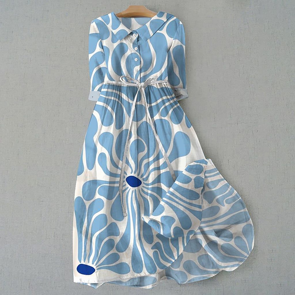 Robe Courte Imprimée Bohème à Manches Courtes pour Femme
