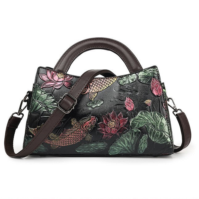 Retro Embossed Large Capacity Crossbody Shoulder Bag