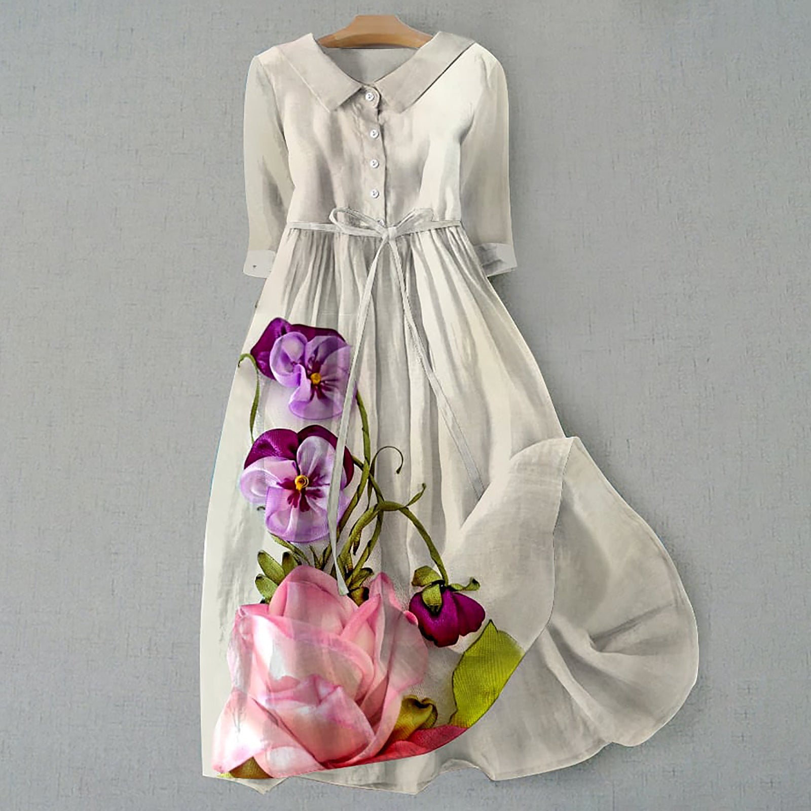 Robe Courte Imprimée Bohème à Manches Courtes pour Femme