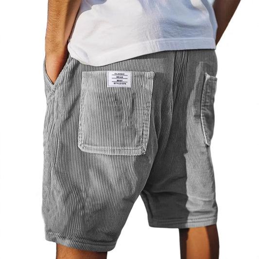 Men's Multi-pocket Embroidery Mark Corduroy Shorts