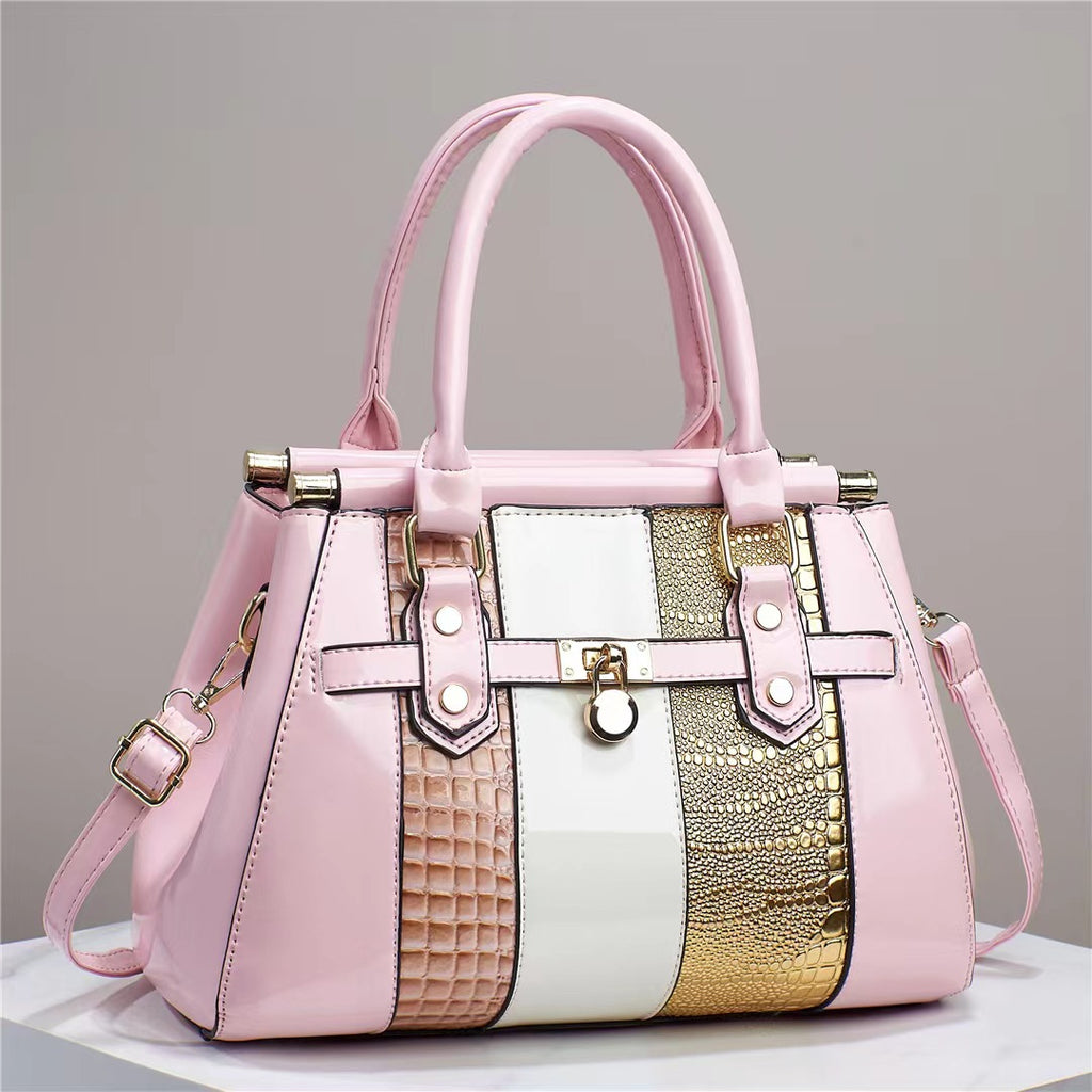 Large Capacity Vertical Stitching Leather Lizard Pattern Shoulder Bag