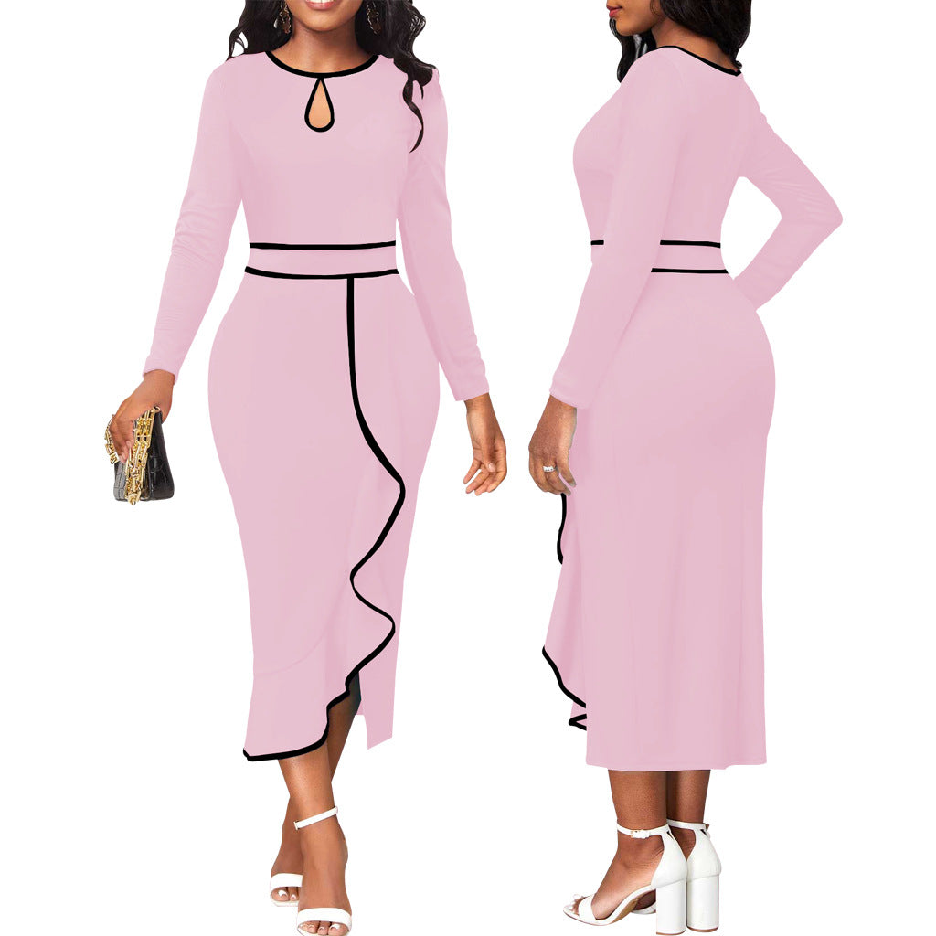 Lotus Leaf Women's Long Sleeve Mid-Length Dress