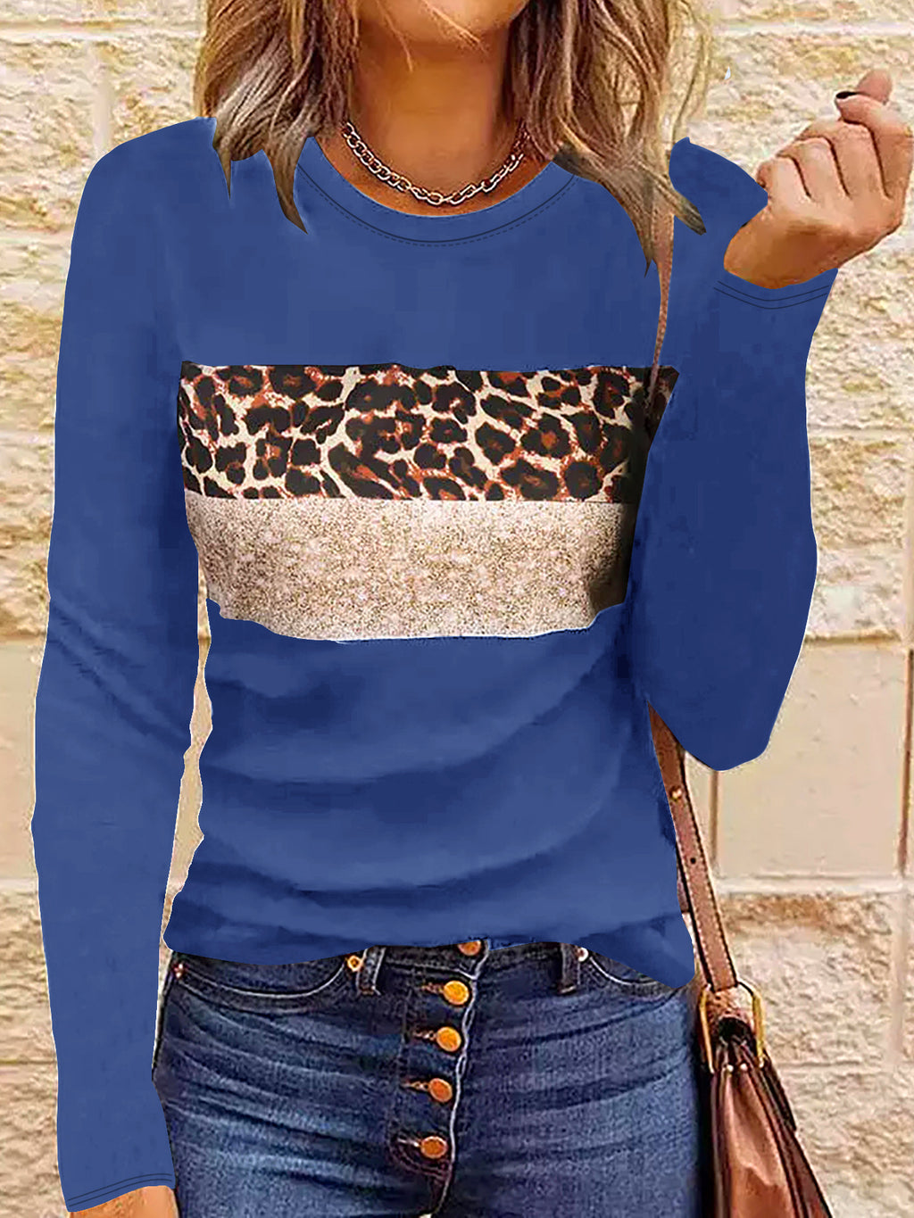 Women's Casual Long Sleeve Fitted Printed T-Shirt Polyester