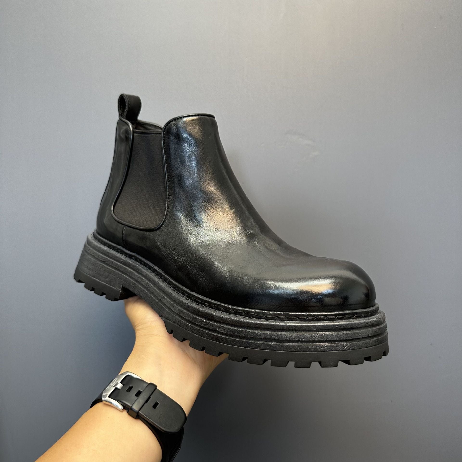 Bottes montantes Martin rétro en cuir véritable pour hommes