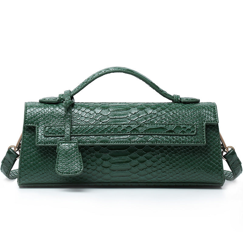 Ostrich Grain PU Crossbody Shoulder Bag 28x6.5x11cm