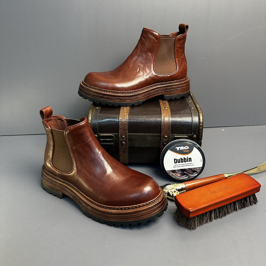 Bottes montantes Martin rétro en cuir véritable pour hommes