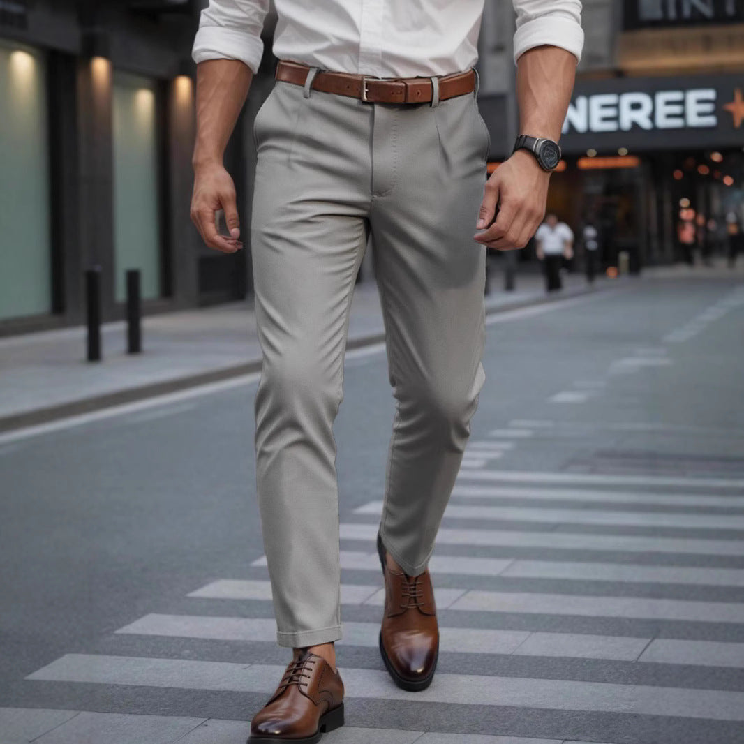 Men's Straight Business & Casual Trousers in Dark Gray, Black, Cement Gray