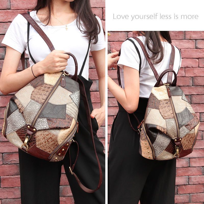 Retro Large-Capacity Women's Leather Backpack