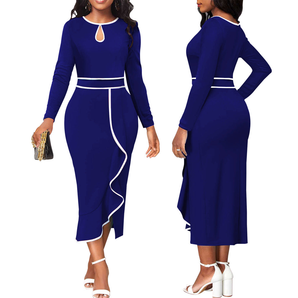 Lotus Leaf Women's Long Sleeve Mid-Length Dress