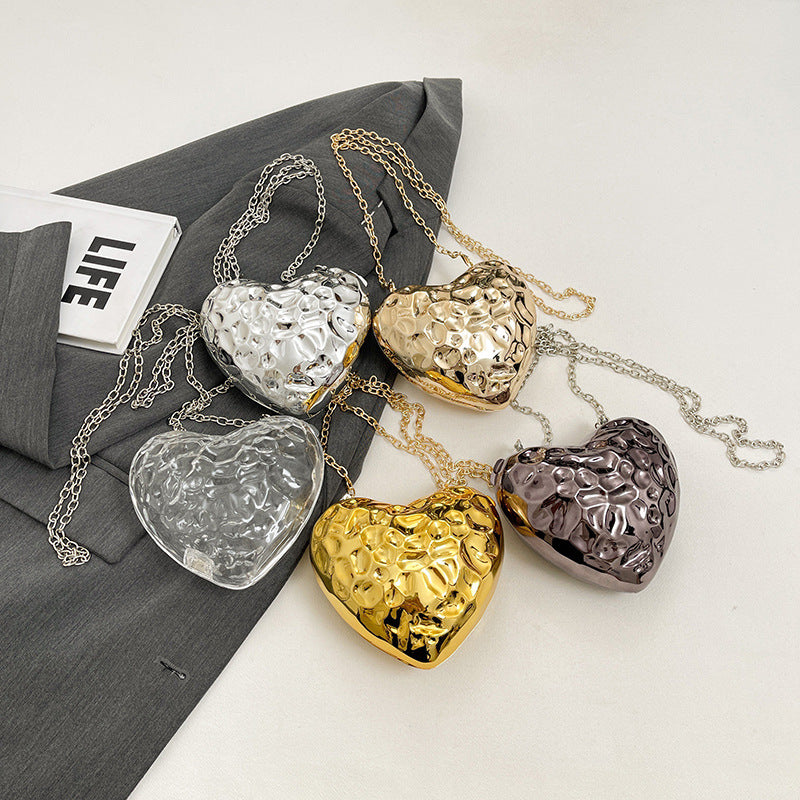 Sac en acrylique en forme de cœur Météore avec sequins