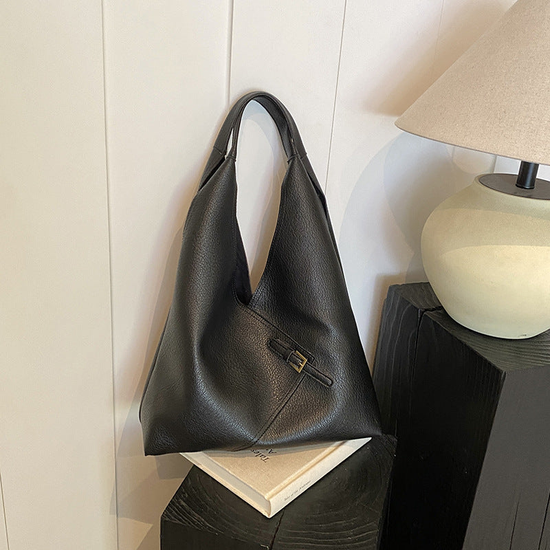 Solid Color Soft PU Leather Large Capacity Underarm Bag