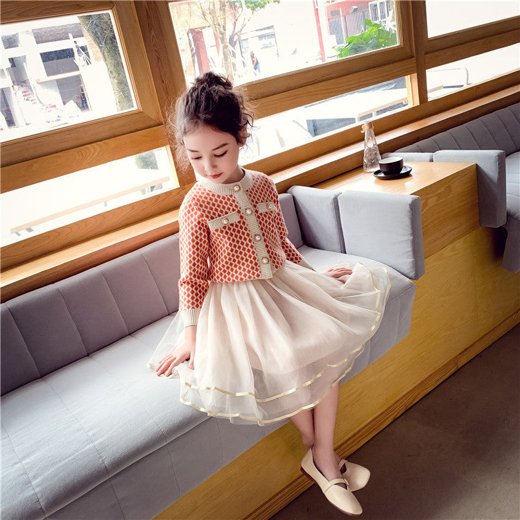 Girls' Suit Skirt Middle And Big Children Stylish Two-piece Suit