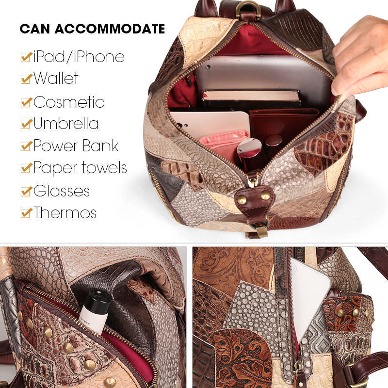 Retro Large-Capacity Women's Leather Backpack