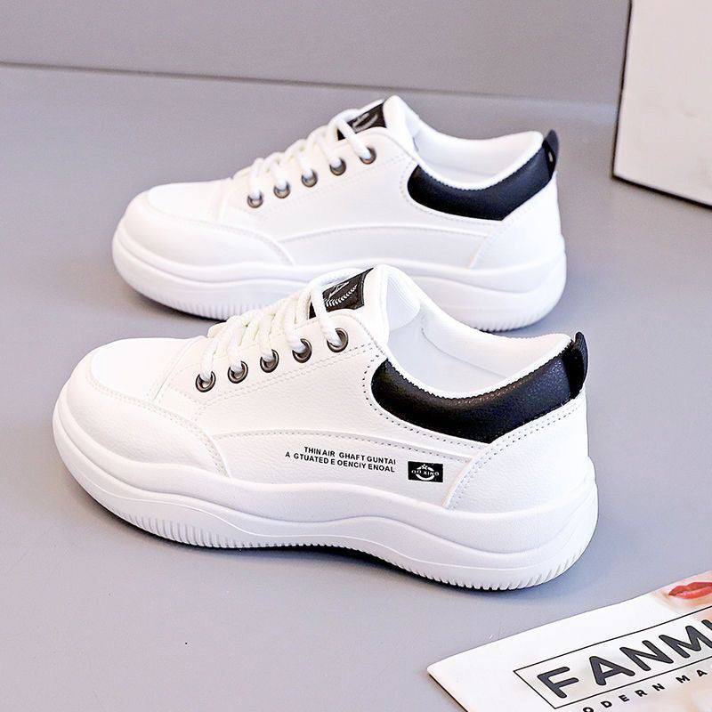 Women's White Leather Low-Top Pumps with Cross Straps