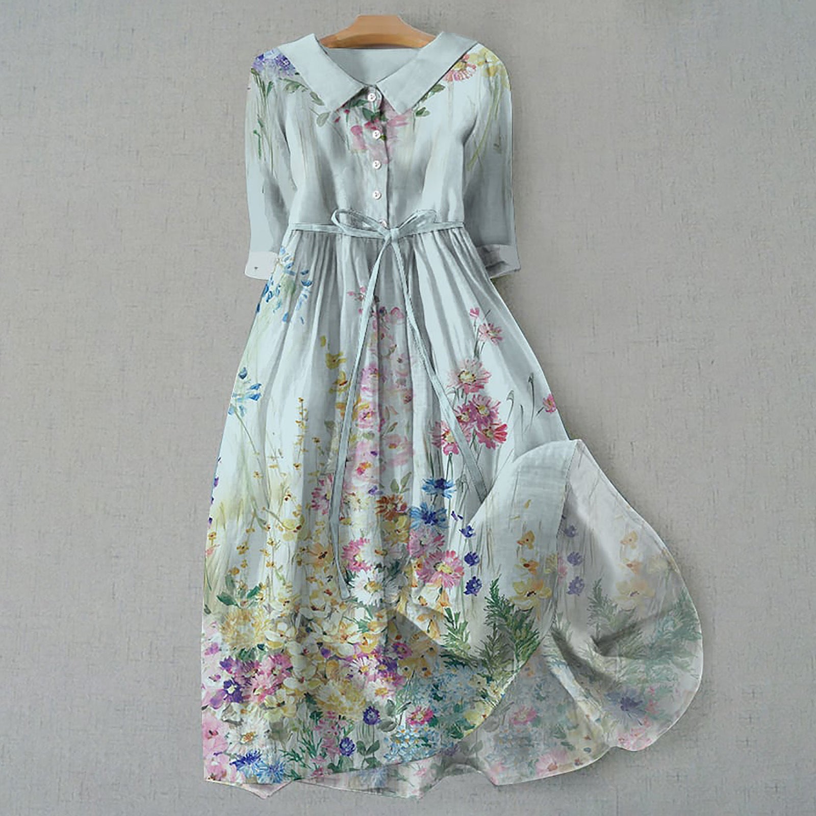 Robe Courte Imprimée Bohème à Manches Courtes pour Femme