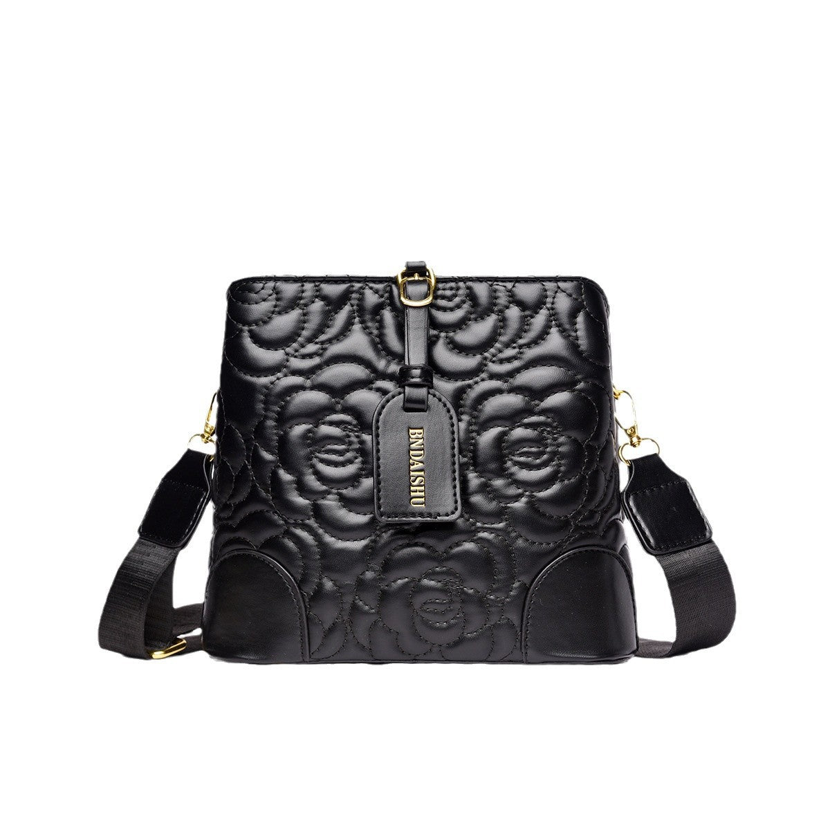 Large Capacity Black PU Women's Shoulder Messenger Bag